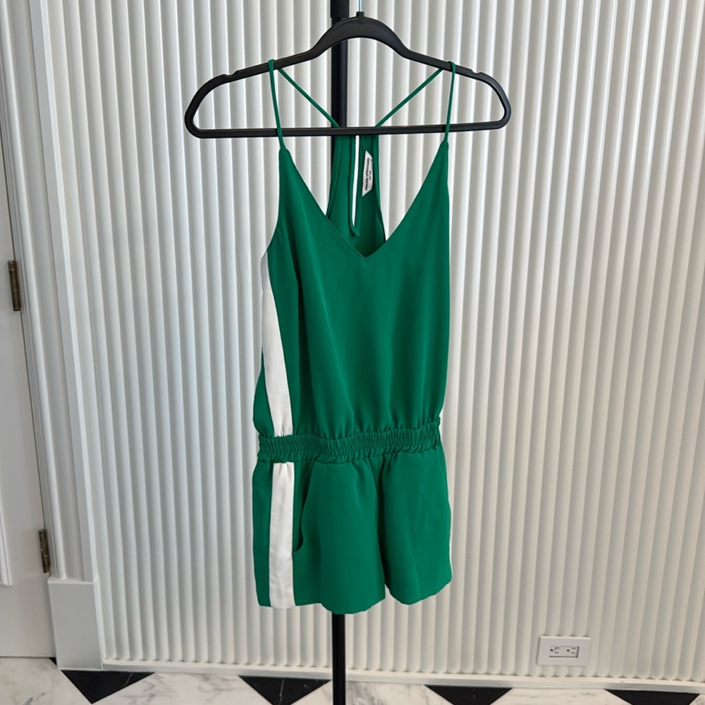 Amanda Uprichard Green and White Mini Romper